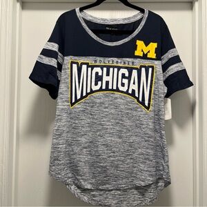 New Michigan Wolverines Women’s 5th & Ocean T Shirt 1X Navy Bling